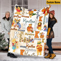 Personalized Winnie The Pooh Halloween Blanket, Custom Name Bear Pumpkin Fleece Throw Blanket, Cute Spooky Nursery Decor Kids Birthday Gift