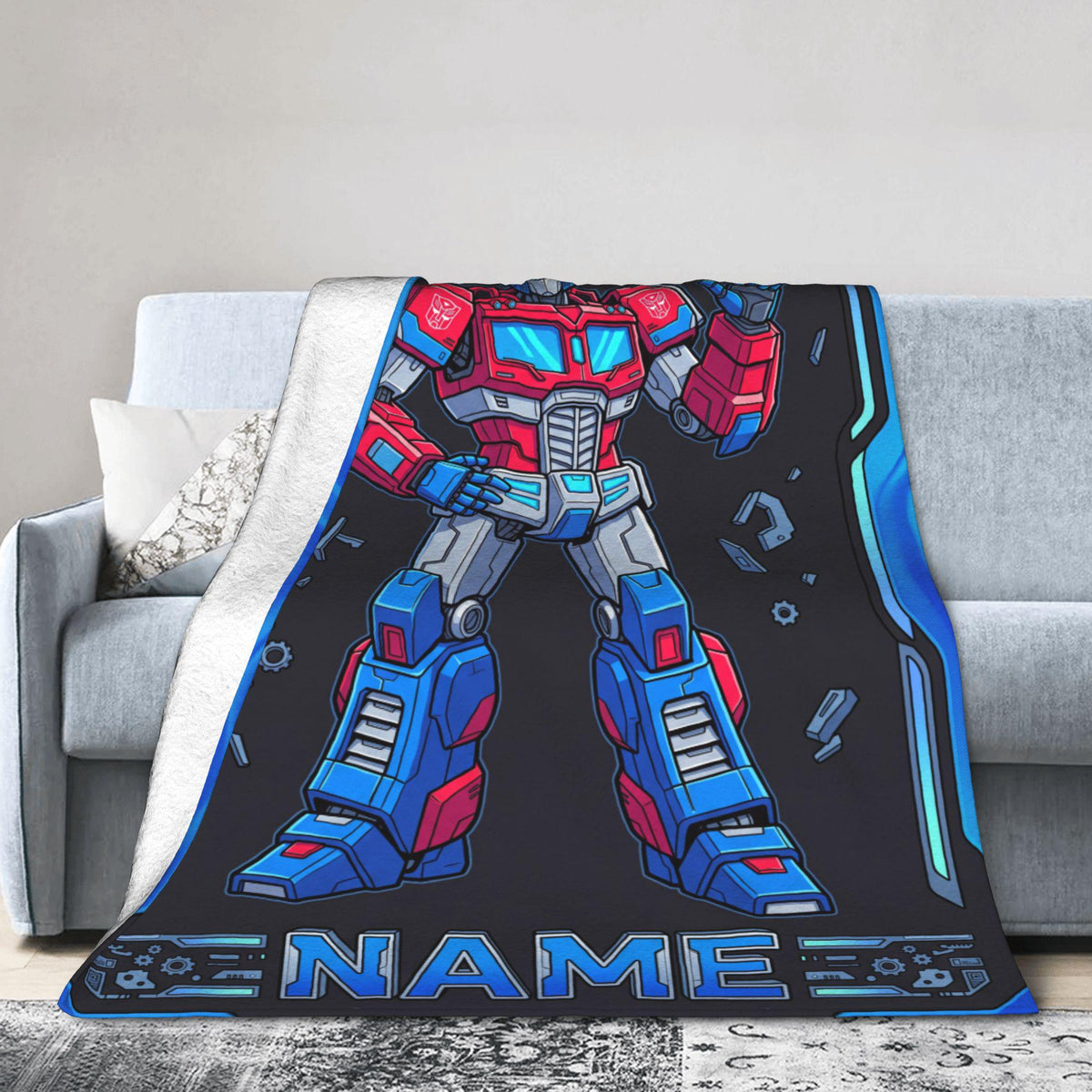 Customizable Transformers Optimus Prime Blanket, Armor Hangar Kids Throw
