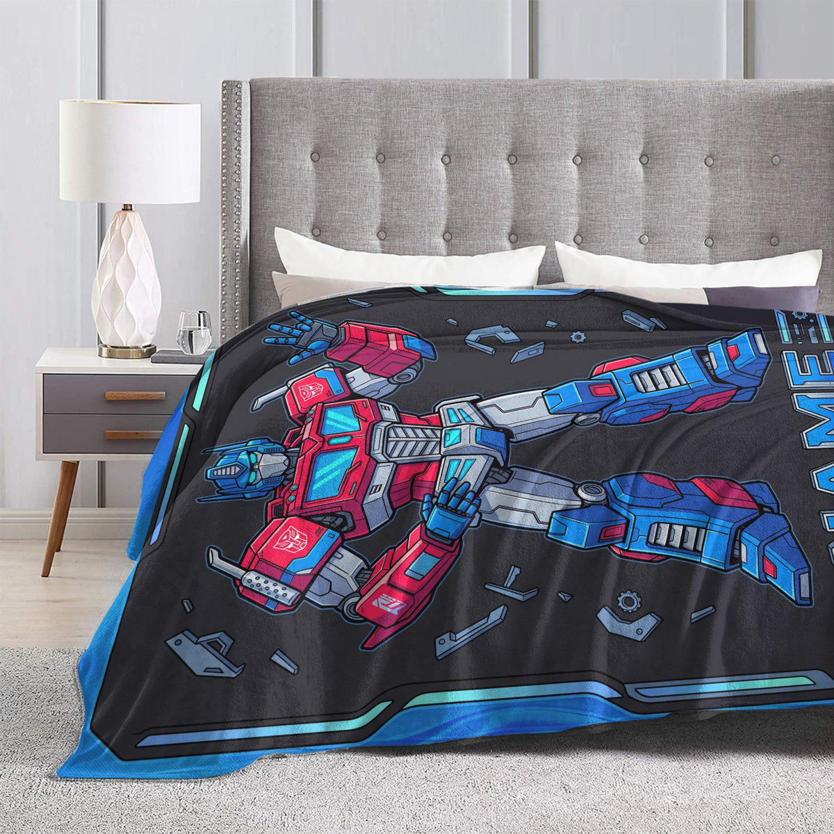 Customizable Transformers Optimus Prime Blanket, Armor Hangar Kids Throw