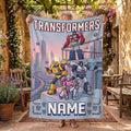 Personalized Transformers City Guardian Blanket, Custom Autobot Team Kids Throw