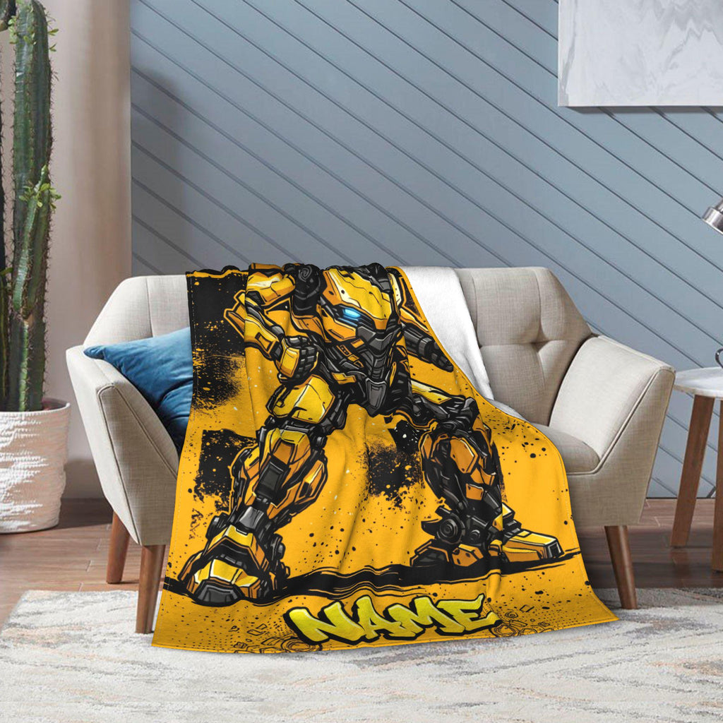 Personalized Transformers Bumblebee Blanket, Urban Graffiti Mecha Kids Throw
