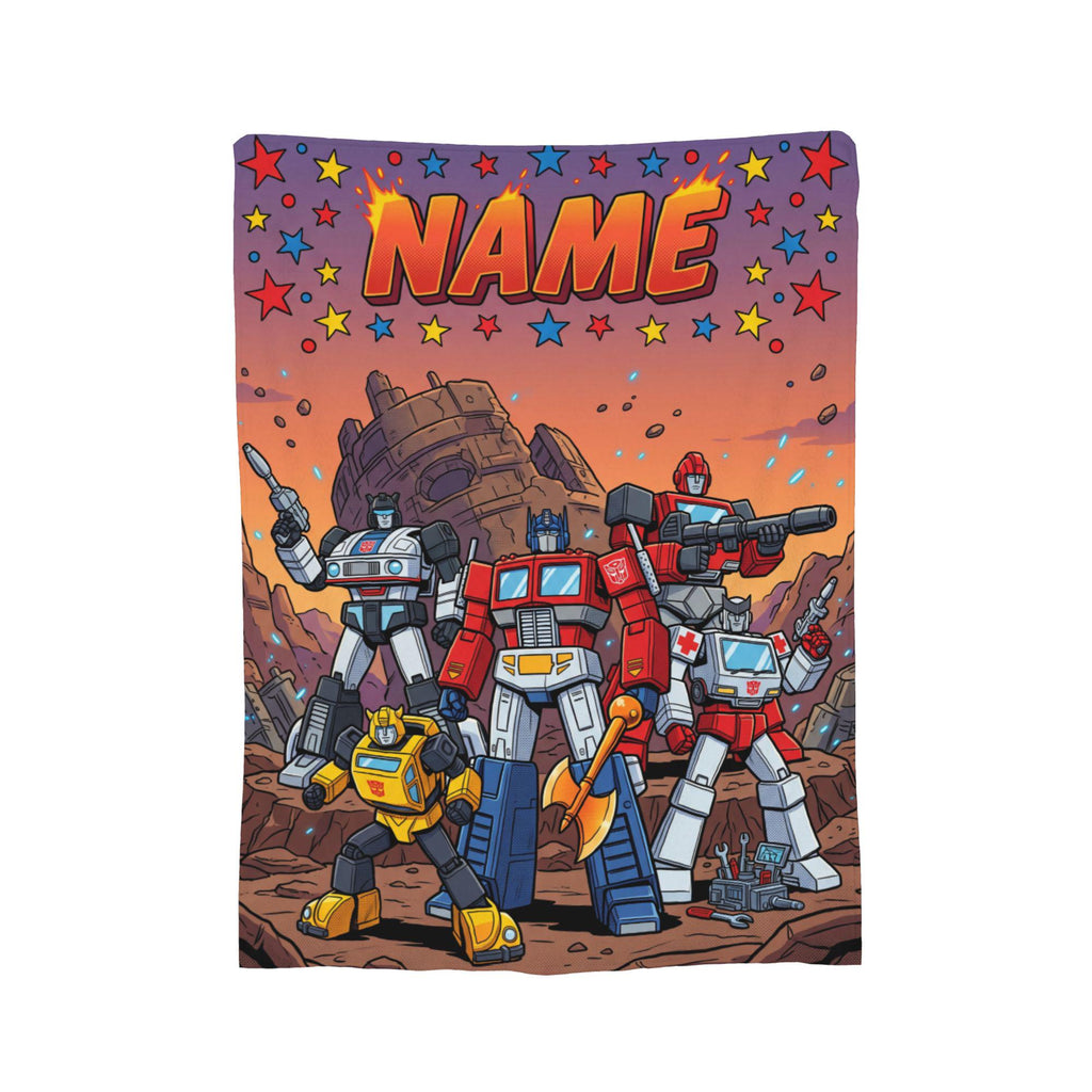 Personalized Transformers Autobot Squad Blanket, Prime Battle Kids Flannel Throw