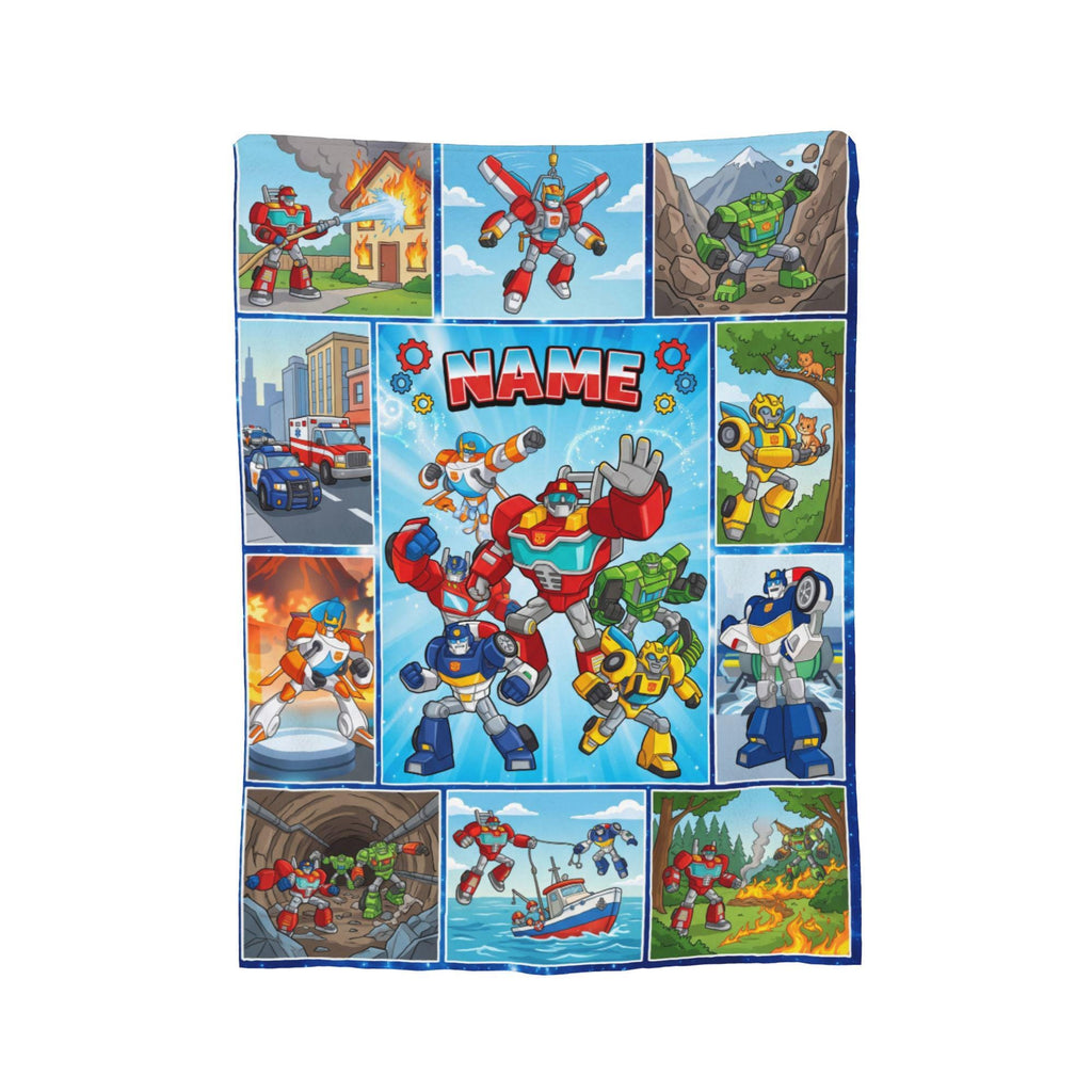 Personalized Transformers Rescue Bots Blanket, Hero Team Kids Flannel Throw