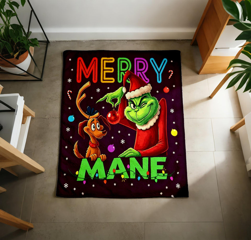 Grinch Max Blanket Soft Throw Custom Name, Bright Christmas Family Gift