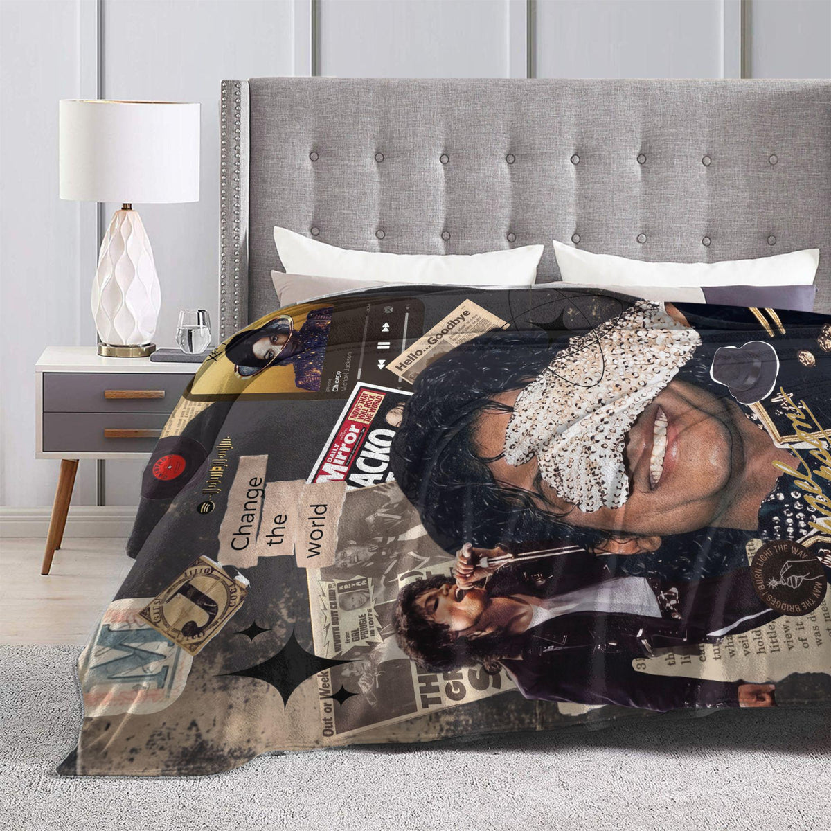 Personalized Vintage Golden Era Pop Flannel Blanket, Custom Retro Disco Soul Throw, Motown Nostalgia Bedding, Music Gift for Parents