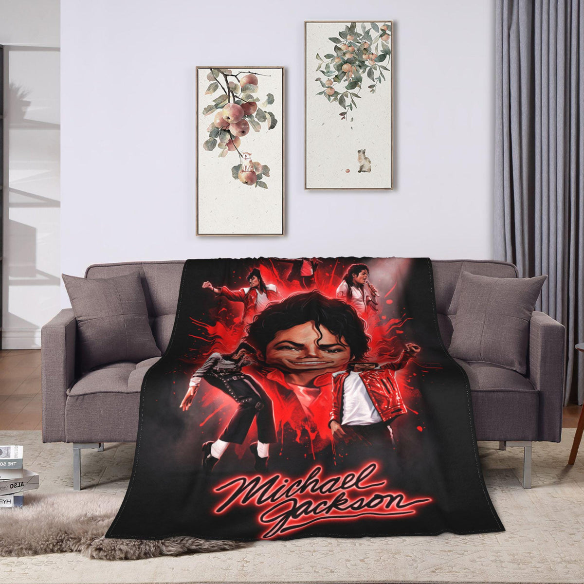 Personalized Bad Era Streetwear Flannel Blanket, Custom Buckle Belt Dance Throw, Retro Pop Idol Bedding, 80s Music Gift for Dad Fans