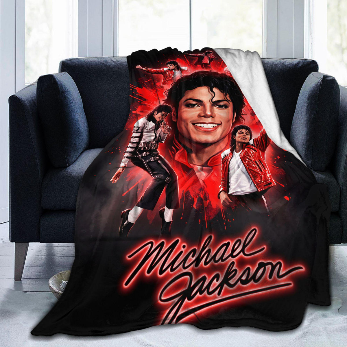 Personalized Bad Era Streetwear Flannel Blanket, Custom Buckle Belt Dance Throw, Retro Pop Idol Bedding, 80s Music Gift for Dad Fans
