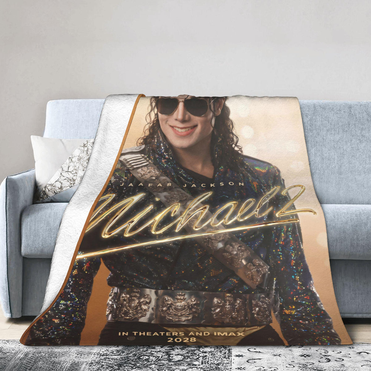 Personalized Cinematic Pop Star Flannel Blanket, Custom Musical Movie Poster Throw, Vintage Theater Bedding, Retro Gift for Film Buffs