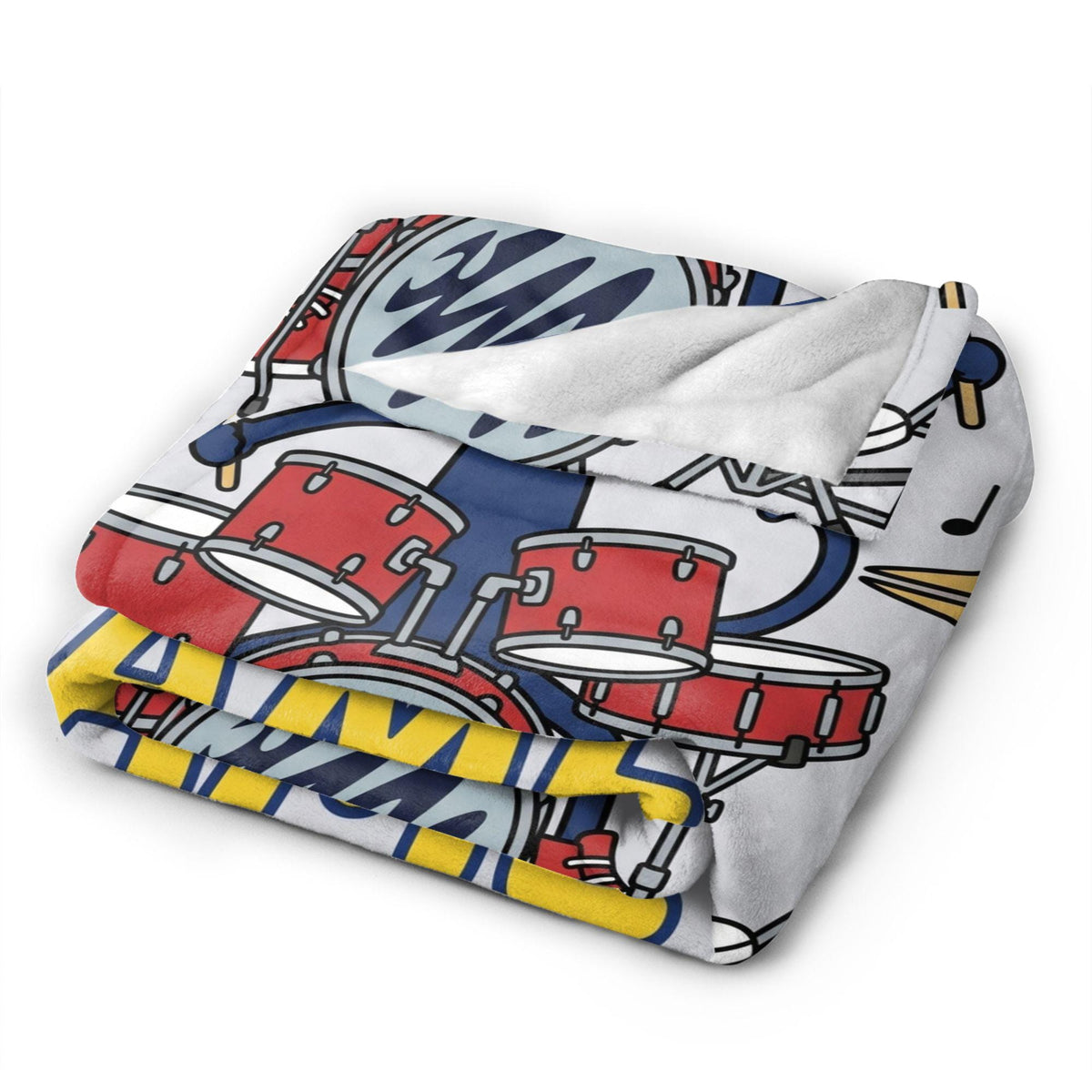 Personalized Pete the Cat Rock Drummer Blanket Custom Name Music Room Bedding