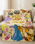 Custom Name Winnie the Pooh Blanket, Hundred Acre Wood Characters, Cozy Flannel Fleece Throw