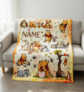 Custom Name Winnie the Pooh Blanket, Hundred Acre Wood Characters, Cozy Flannel Fleece Throw