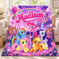 Personalized Magical Pony Blanket for Girls, Custom Name Flannel Throw, Cartoon Bedding, Kids Birthday Gift, Magical Nursery Room Decor