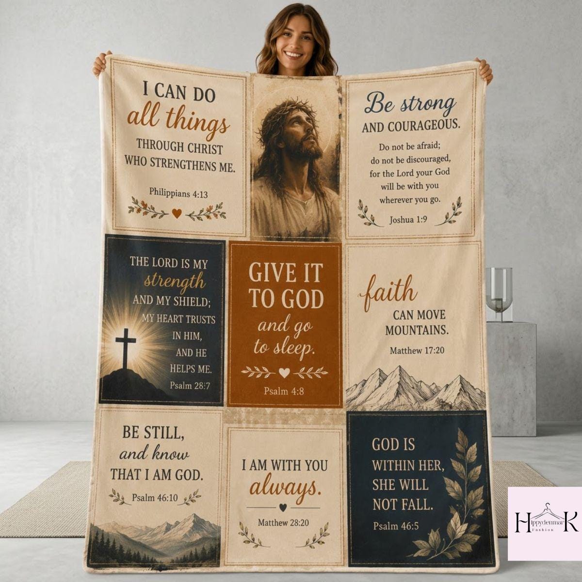 Christian Scripture Blanket, Floral Bible Verse Throw, Faith Fleece Blanket, Inspirational Religious Gift, Cozy Christian Gift For Her