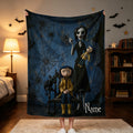 Personalized Gothic Fleece Blanket, Custom Name Dark Fantasy Throw, Spooky Kids Bedroom Decor, Halloween Gift, Cozy Movie Night Blanket