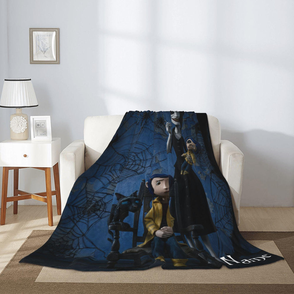 Personalized Gothic Fleece Blanket, Custom Name Dark Fantasy Throw, Spooky Kids Bedroom Decor, Halloween Gift, Cozy Movie Night Blanket