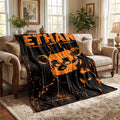 Personalized FNAF Flannel Throw Blanket, Custom Name Horror Gamer Gift, Animatronic Bear Bedding, Video Game Room Decor For Teen Boys