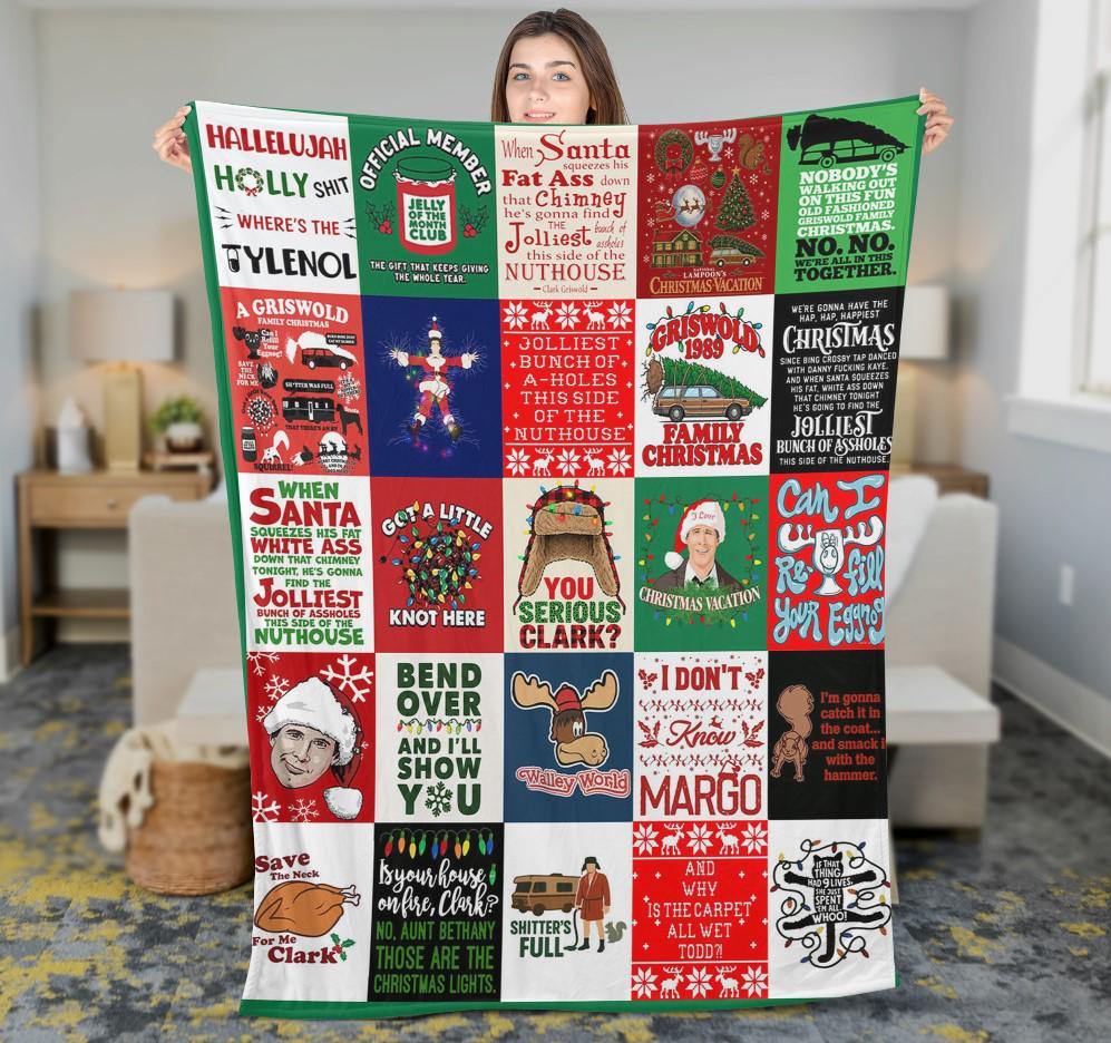 National Christmas Vacation Fleece Blanket, Holiday Movie Throw, Clark Family Xmas, Christmas Movie Watching Blanket, Gift for Movie Lover