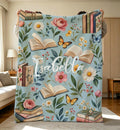 Floral Book Blanket,Reading Nook Blanket,Book Lovers Blanket,Cozy Soft Flannel Throw Blanket,Cozy Reader Birthday Gift,Bookish Gift for Her