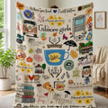 Gilmore Girls Blanket, Stars Hollow Doodle Throw, Luke's Diner Cozy TV Show Blanket, Where You Lead I Will Follow, Coffee Lover Gift