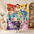 Monster Collectors Custom Name Eevee Blanket Soft Throw.Pastel Nursery Room Decor
