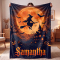 Personalized Halloween Blanket for Kids, Spooky Basket Filler, Custom Cute Ghost Jack O Lantern Throw, Witchy Fall Decor, Boo Basket Gift