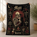Personalized Skeleton Couple Blanket, Custom Names, Romantic Halloween Gift (Fleece, Sherpa, Woven, Quilt)