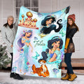 Personalized Princess Jasmine Blanket, Custom Name Disney Jasmine & Rajah Throw Blanket, Magic Lamp Palace Cute Fleece Blanket Kids Gift