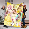 Personalized Princess Belle Blanket, Custom Name Beauty and the Beast Throw Blanket, Cute Fleece Blanket Kids Gift, Cute Fleece Blanket