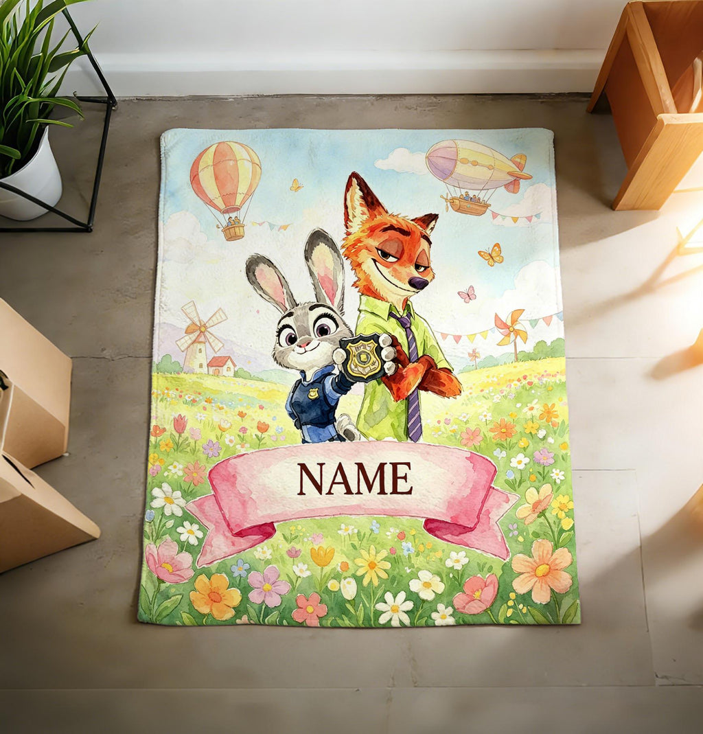 Zootopia Scenery Custom Blanket Soft Throw, Watercolor Outdoor Adventure Plush Throw, Heart‑warming Personalized Surprise Gift For Children