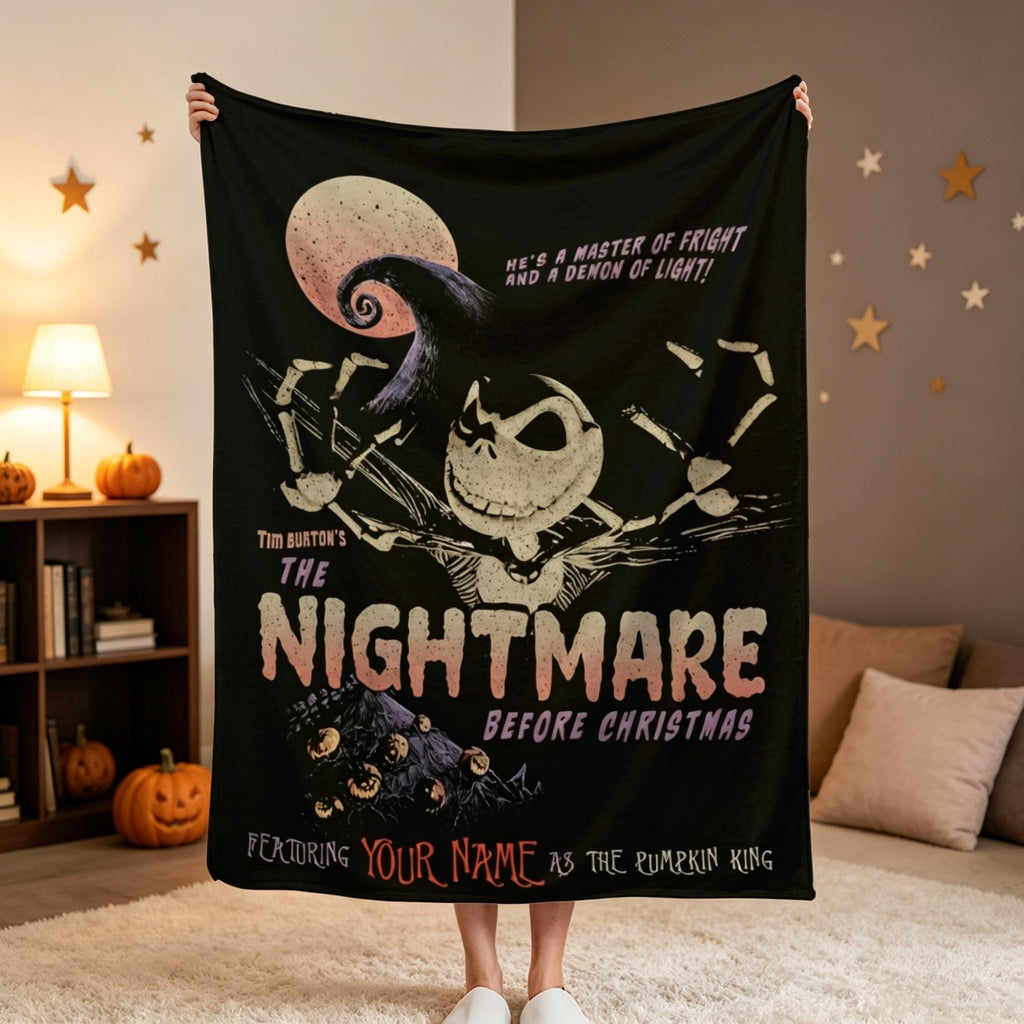 Personalized Pumpkin King Blanket Custom Name Halloween Throw Gothic Cozy Gift