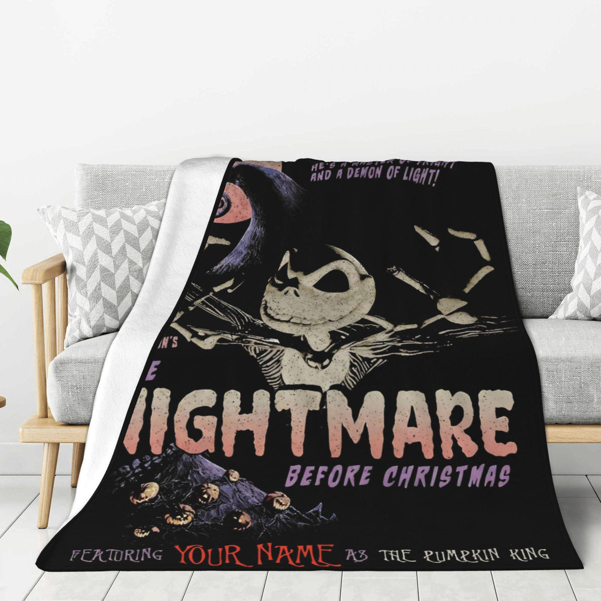 Personalized Pumpkin King Blanket Custom Name Halloween Throw Gothic Cozy Gift