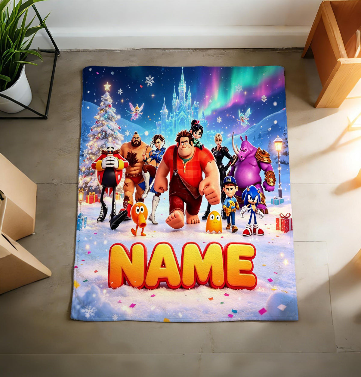 Personalized Wreck-It Ralph Fleece Blanket, Custom Name, Retro Pixel Game Throw