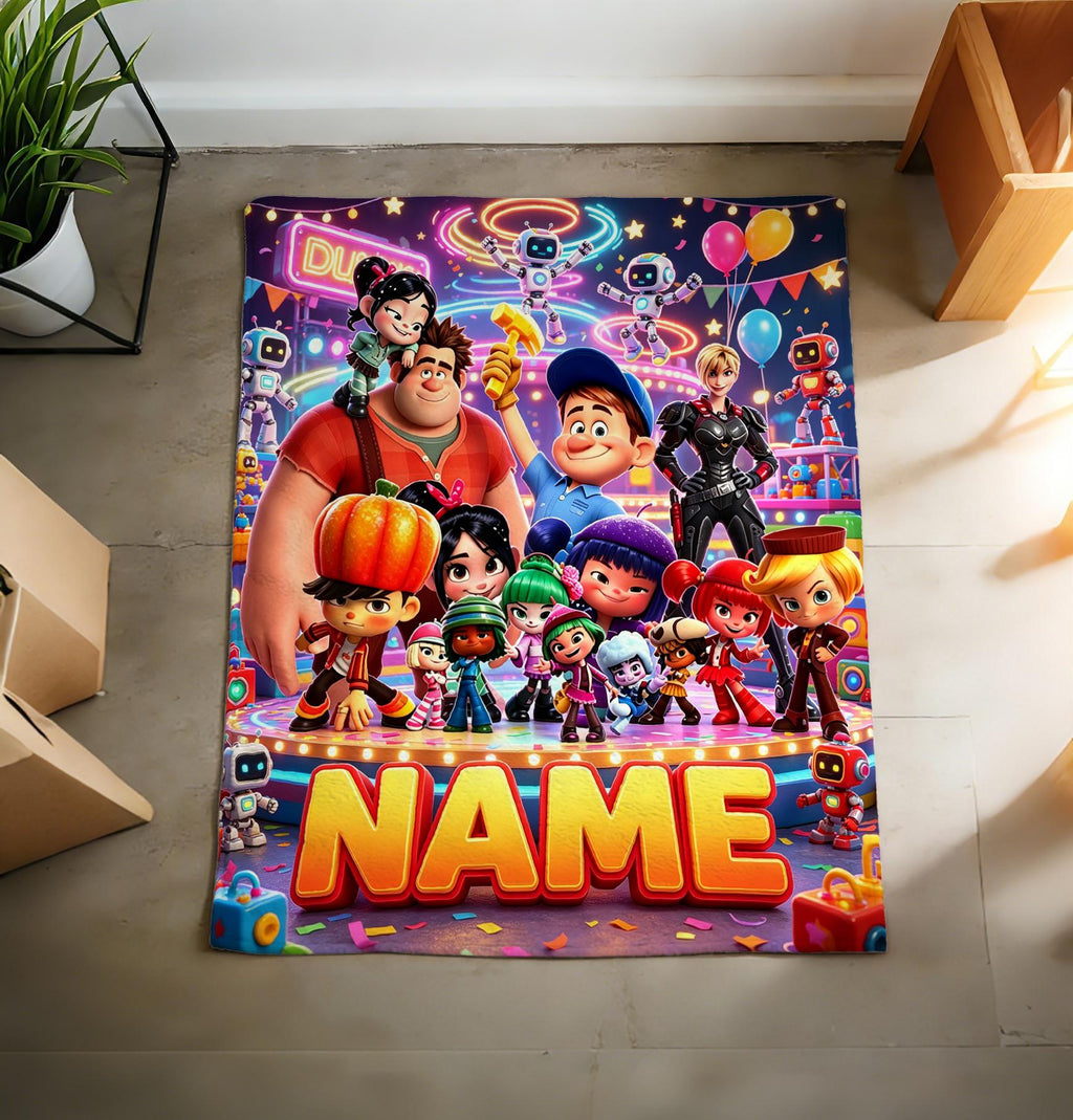 Personalized Wreck-It Ralph Fleece Blanket, Custom Name, Retro Pixel Game Throw