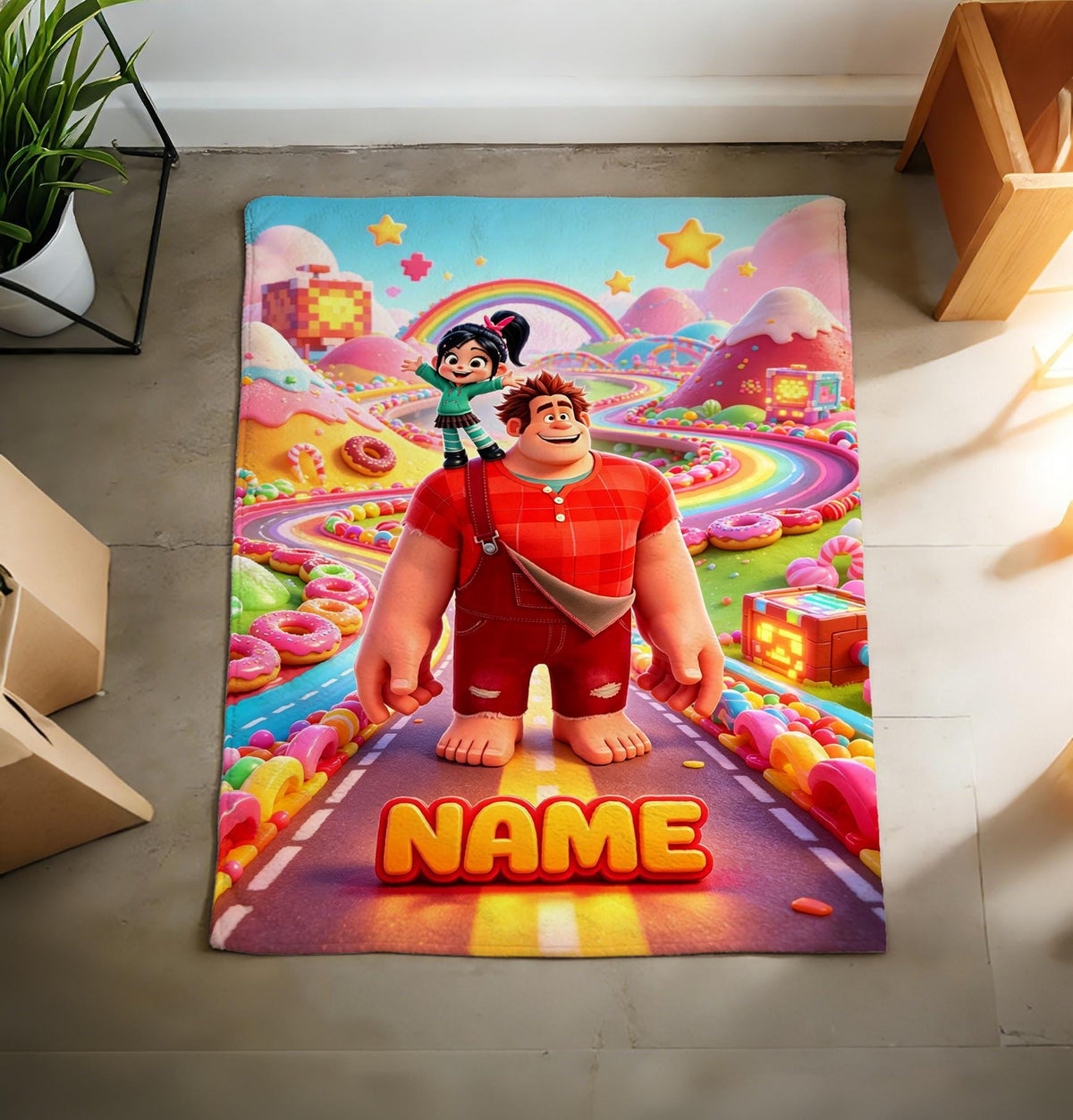 Personalized Wreck-It Ralph Fleece Blanket, Custom Name, Retro Pixel Game Throw