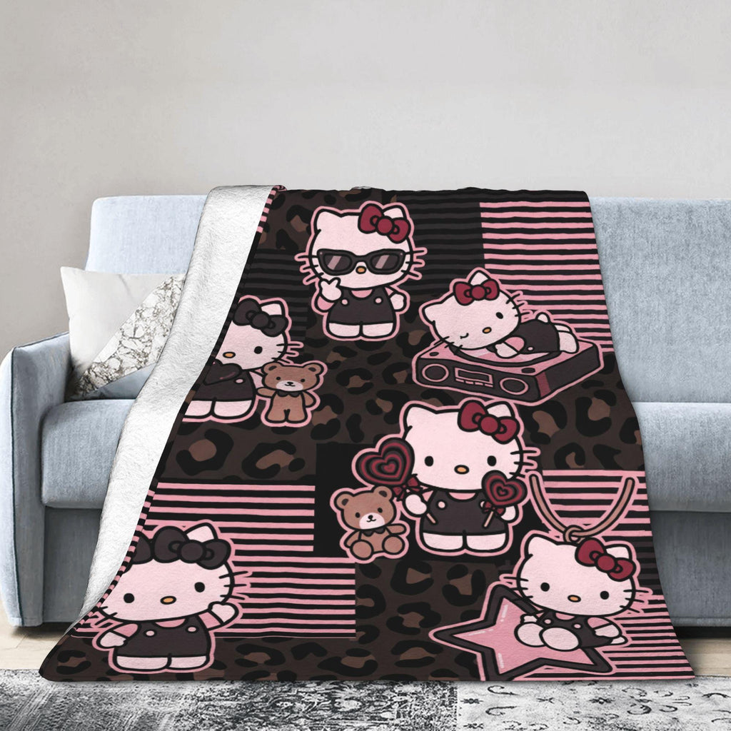 Personalized Leopard Kitty Blanket, Custom Name Y2K Throw, Girly Aesthetic Bedroom Bedding, Birthday Gift for Daughter Teen, Flannel Blanket