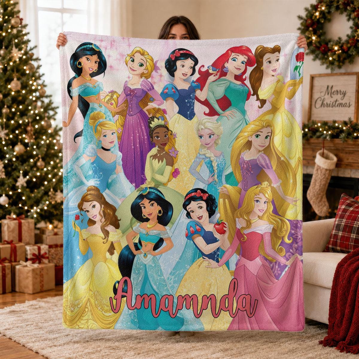 Personalized Princess Blanket, Princess Girl Gift, Kids Bedroom Decor, Girly Gift Ideas, Baby Shower Gift, Custom Baby Name Blanket