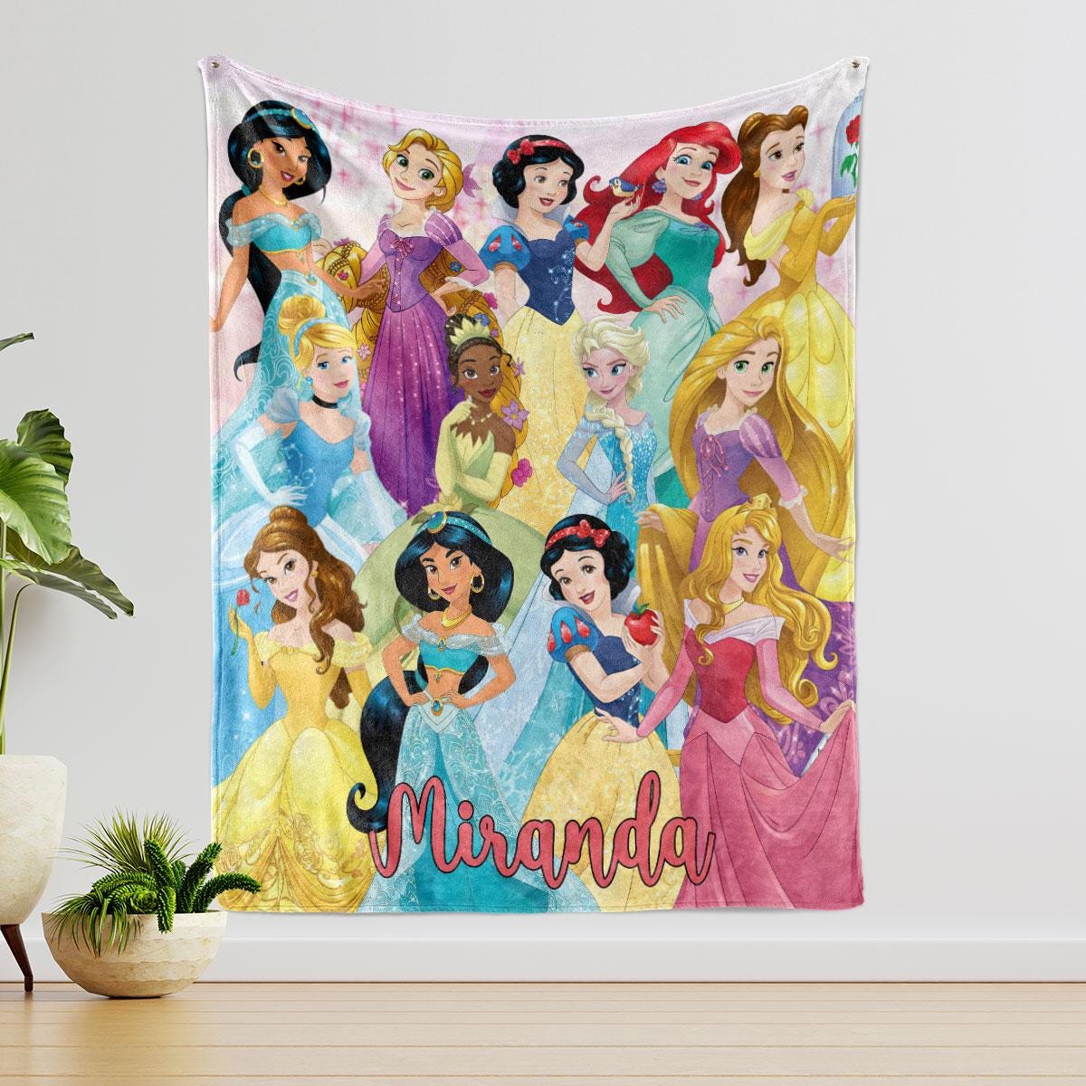 Personalized Princess Blanket, Princess Girl Gift, Kids Bedroom Decor, Girly Gift Ideas, Baby Shower Gift, Custom Baby Name Blanket