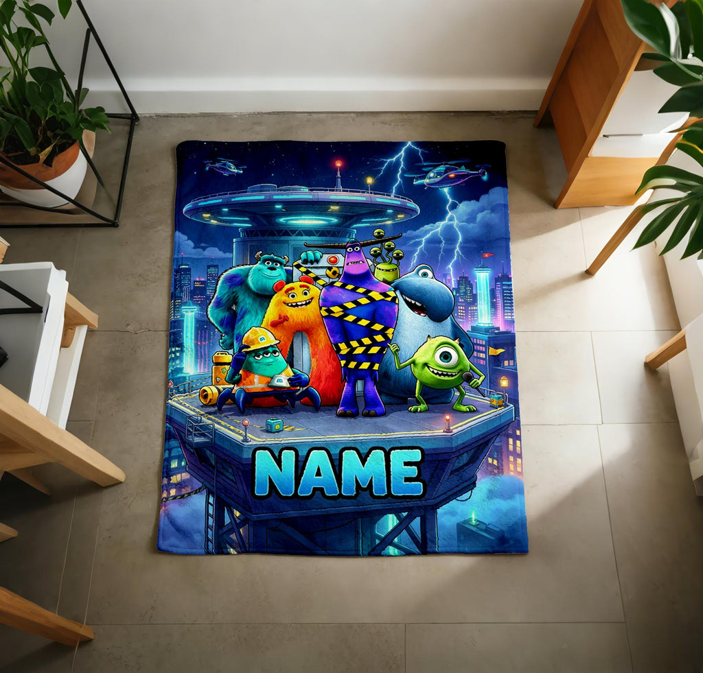 Monster City Blanket Soft Throw Personalized Name, Sweet Xmas Present