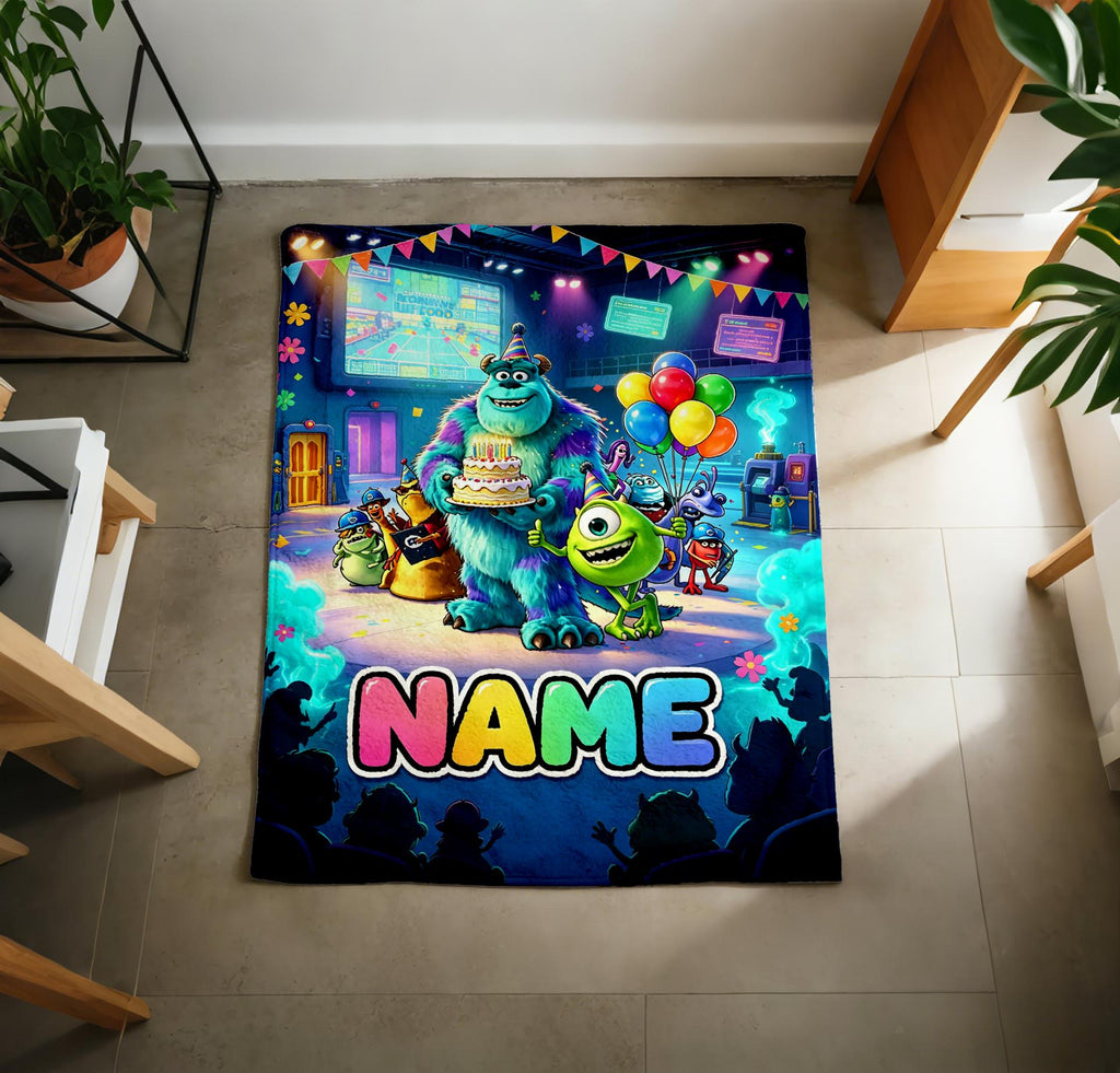 Birthday Monster Blanket Soft Throw Personalized Name, Sweet Kid Surprise