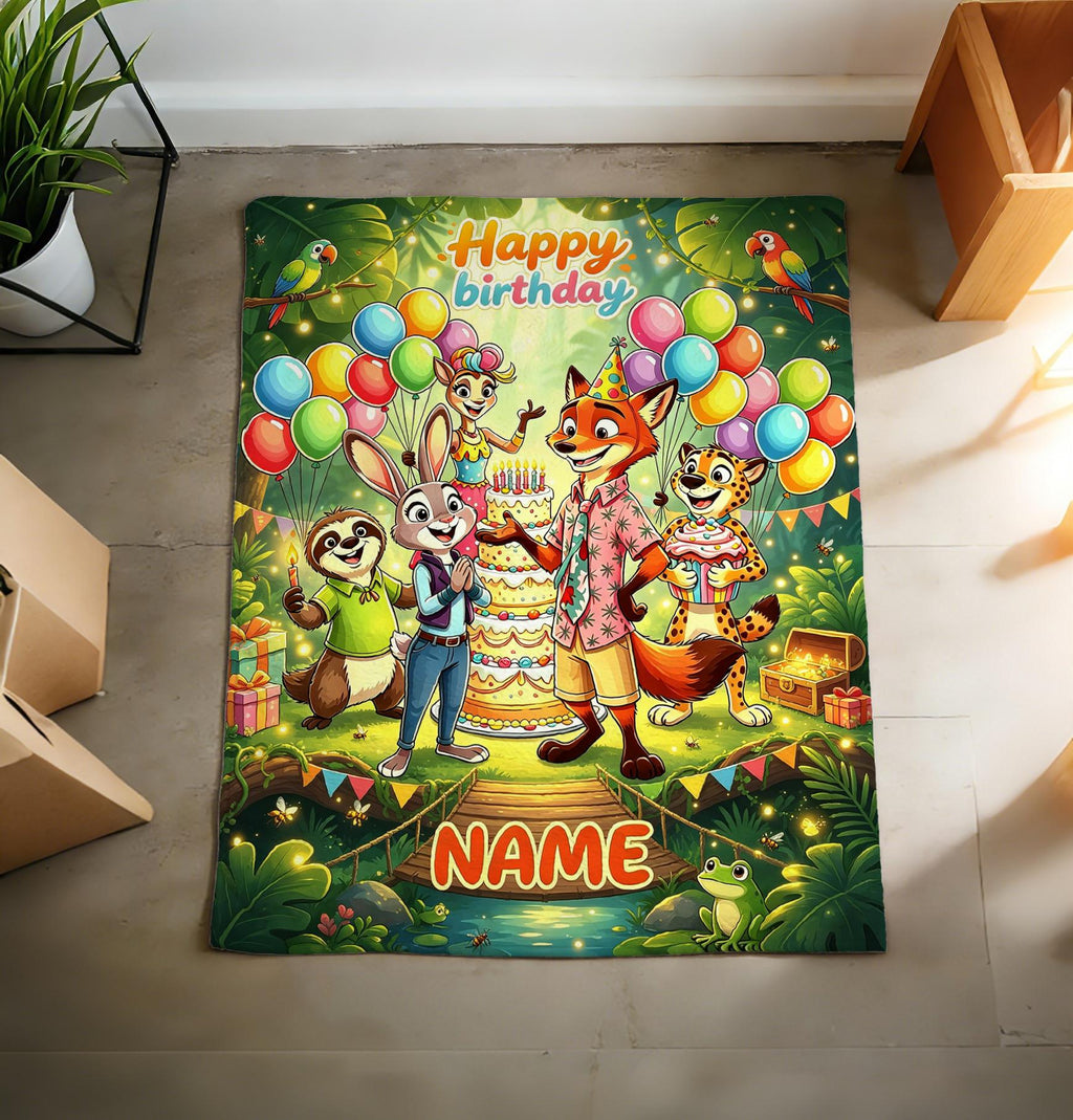 Custom Zootopia Blanket Soft Throw, Birthday Party Personalized Gift For Kids