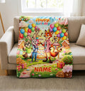 Custom Name Zootopia Birthday Blanket Soft Throw, Personalized Kids Cartoon Birthday Gift