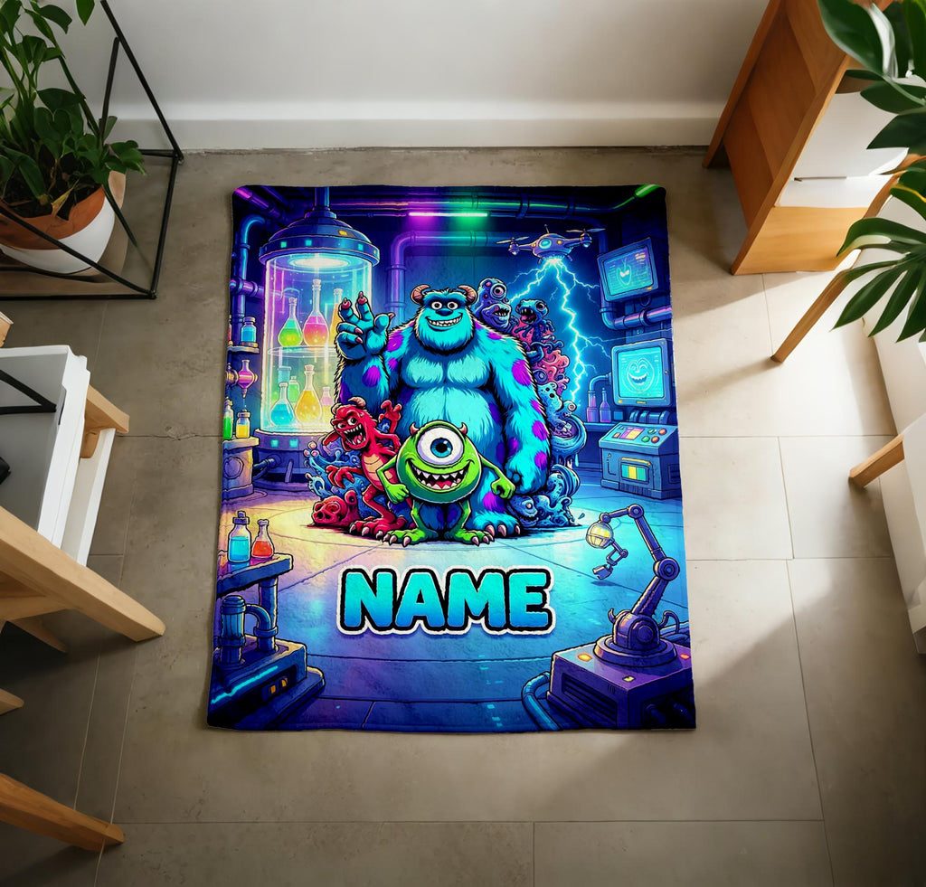 Rooftop Monster Blanket Soft Throw Personalized Name, Epic Child Present