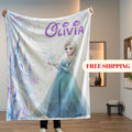 Personalized Disney Frozen Blanket Custom Name | Elsa Anna Olaf Girls Birthday Gift