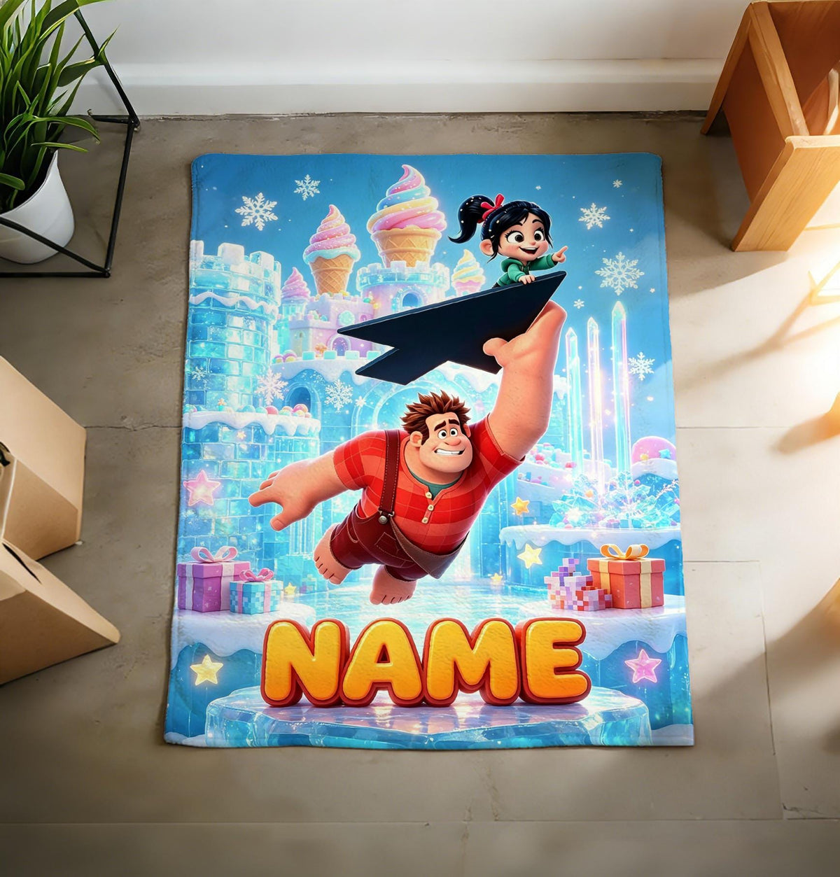 Personalized Wreck-It Ralph Fleece Blanket, Custom Name, Retro Pixel Game Throw