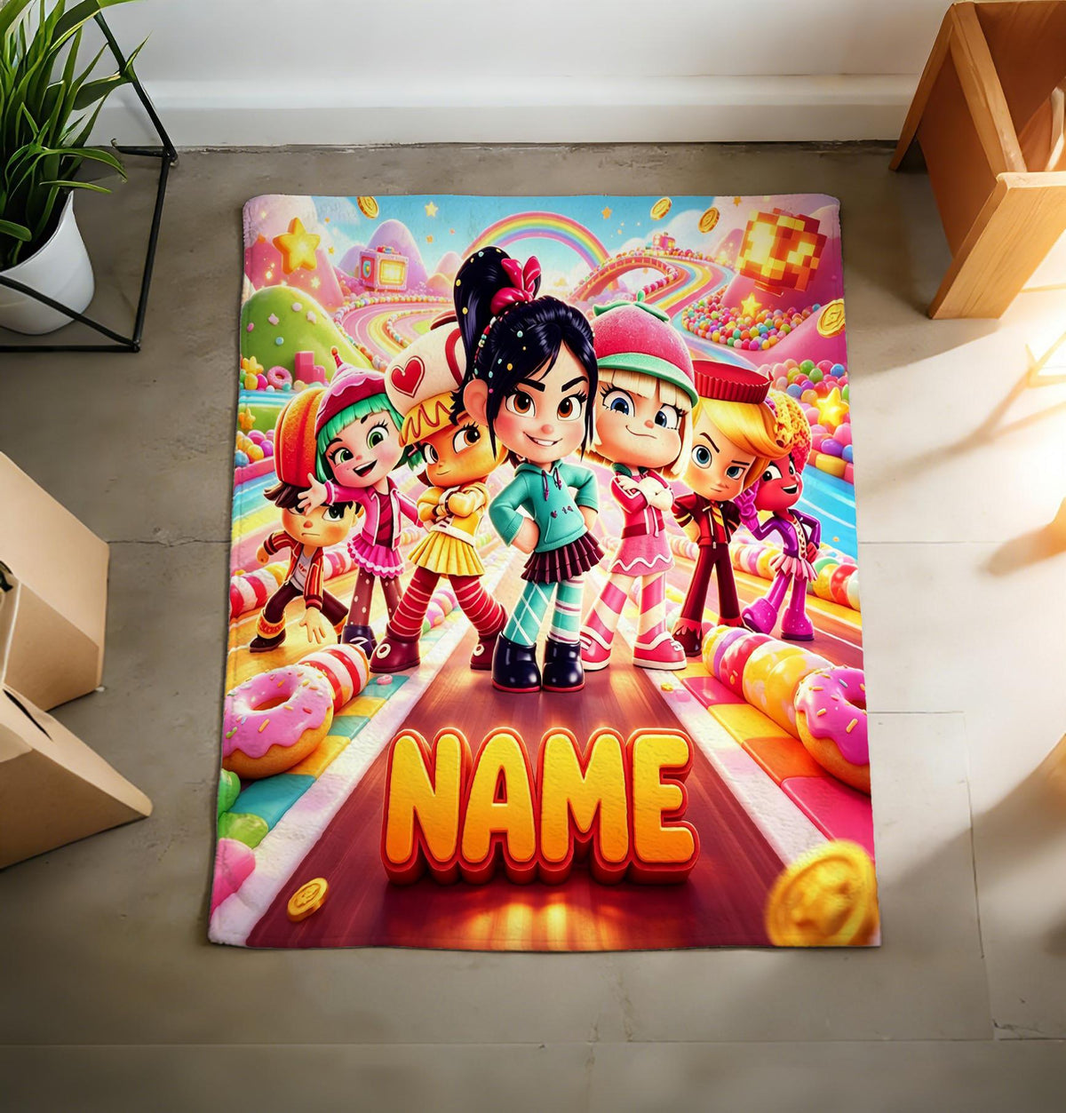 Personalized Wreck-It Ralph Fleece Blanket, Custom Name, Retro Pixel Game Throw