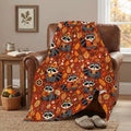 Fall Raccoon Blanket, Cute Autumn Forest Animal Throw, Cozy Fleece Blanket, Thanksgiving Cabin Decor, Gift for Her