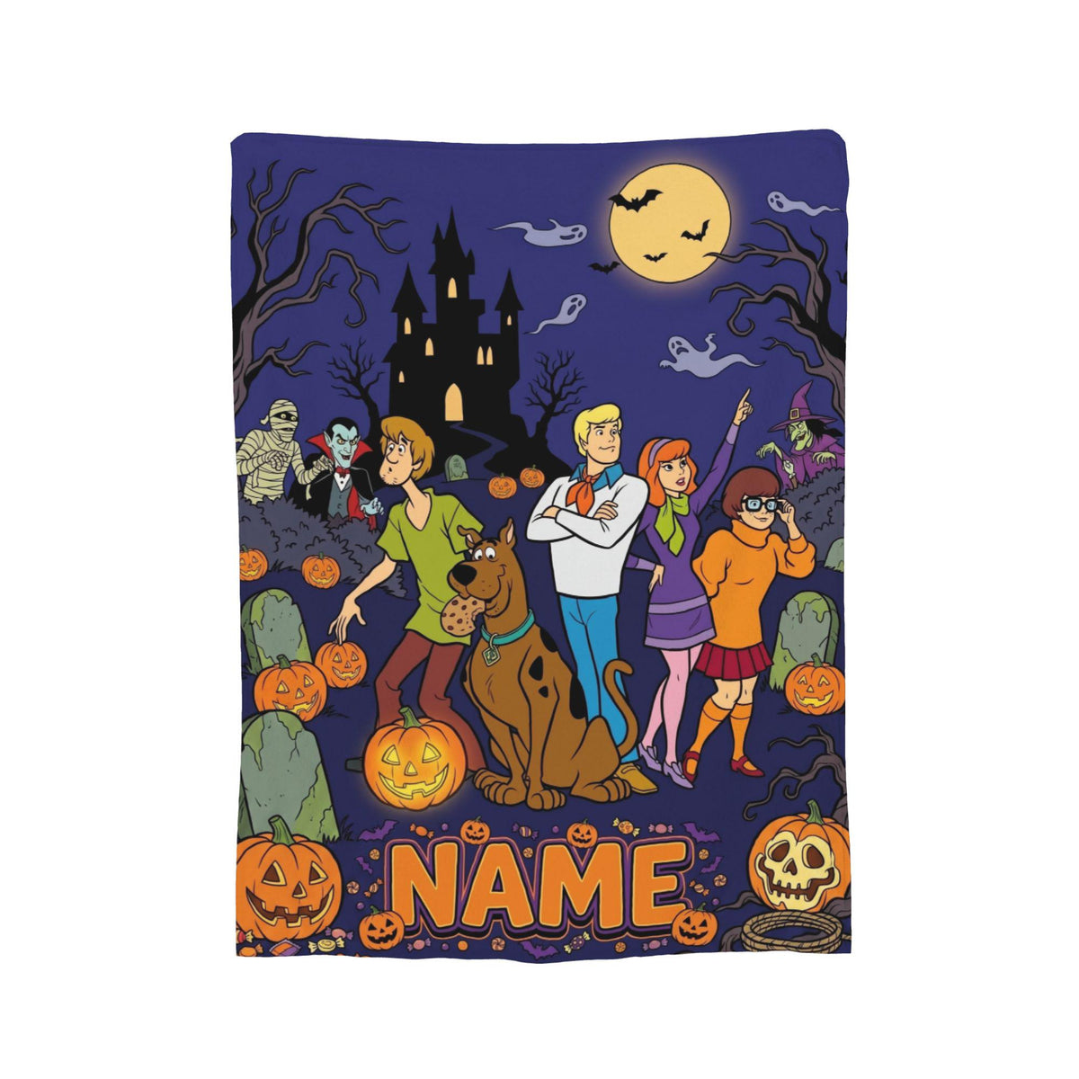 Personalized Halloween Dog Blanket, Custom Spooky Throw, Kids Room Bedding Decor, Birthday Gift for Son Daughter, Fall Fleece Blanket