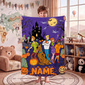 Personalized Halloween Dog Blanket, Custom Spooky Throw, Kids Room Bedding Decor, Birthday Gift for Son Daughter, Fall Fleece Blanket