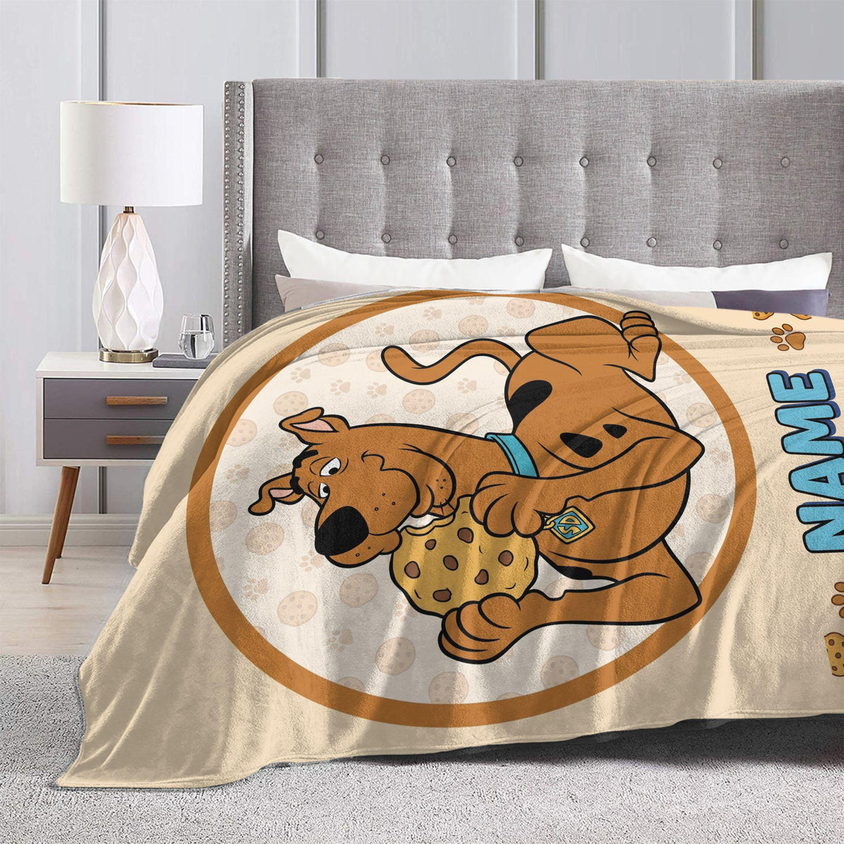 Personalized Giant Cookie Blanket, Custom Dog Throw, Cartoon Snack Bedding Decor, Birthday Gift for Kids Son Daughter, Cozy Fleece Blanket