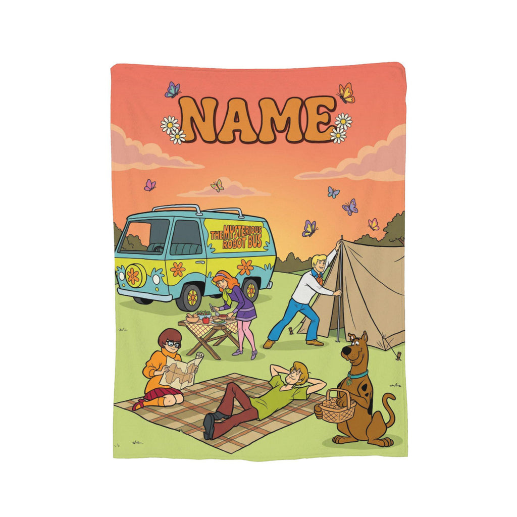 Personalized Camping Van Blanket, Custom Dog Throw, Camper Bedding Decor, Birthday Gift for Kids Son Daughter, Cozy Travel Fleece Blanket